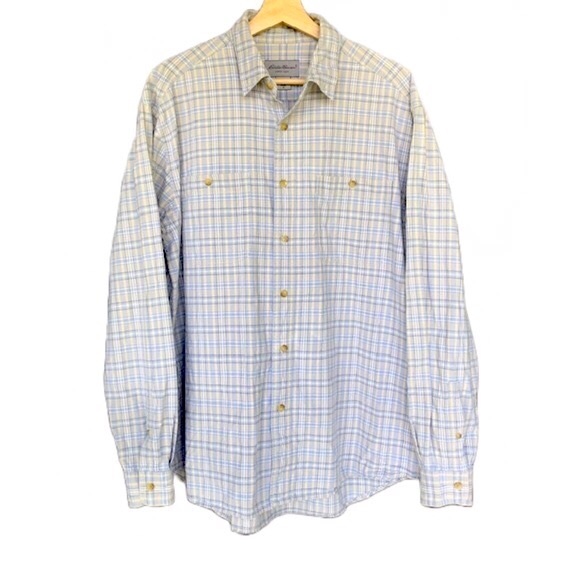 EDDIE BAUER Men’s Woven Plaid Checked Cotton Casual Button Up Shirt Size Medium - Picture 1 of 13